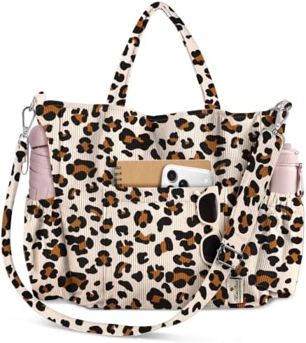 バッグ LEOPARD PATTERNED CORDUROY SHOULDER BAG Amazon.com: IDEWO Corduroy Tote Bag Leopard Shoulder Bag Soft